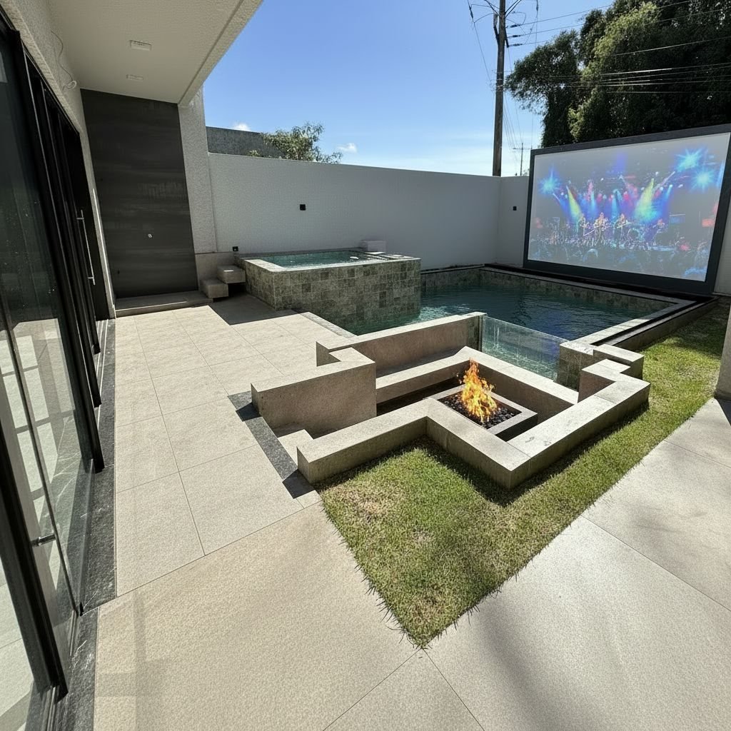 Piscina com SPA e borda infinita — Parque do Som