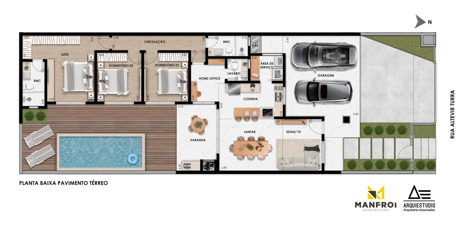 Casa Térrea Alto Padrão — Parque do Som — planta baixa da residência
